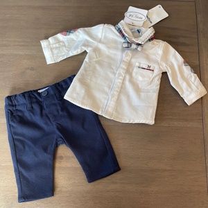 New Infant Baby Boys Holiday 3 piece Pant Shirt and Bowtie Set